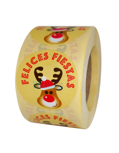 Etiquetas para navidad con imagen de reno con fondo marron 2