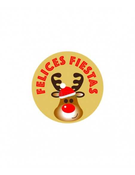 Etiquetas para navidad con imagen de reno con fondo marron