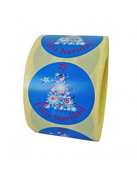 Etiquetas Adhesivas Feliz Navidad Arbol y estrellas