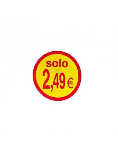 Etiquetas para precios  2.49€, pegatinas precios adhesivas en rollo "solo 2,49€"