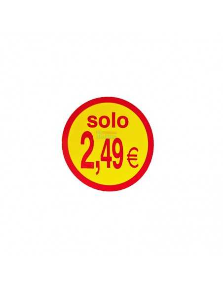 Etiquetas para precios  2.49€, pegatinas precios adhesivas en rollo "solo 2,49€"