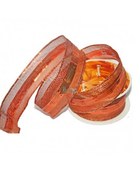 Cinta de tela lamina cobre, decorativa color cobre y brillo