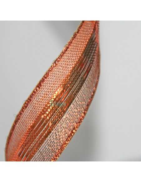 Cinta de tela lamina cobre, decorativa color cobre y brillo