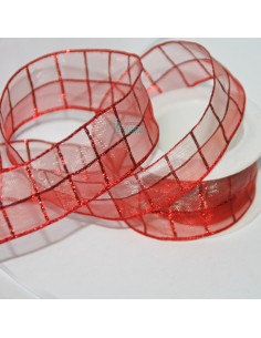 Cinta decorativa de rafia para navidad, color rojo calado...