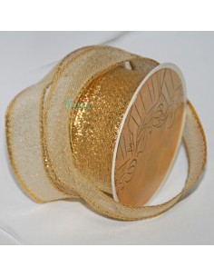Cinta  Decorativa de tela,  Oro amarilla semi calado con...