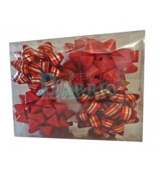 Caja de 12 moñas rojas rayadas 2