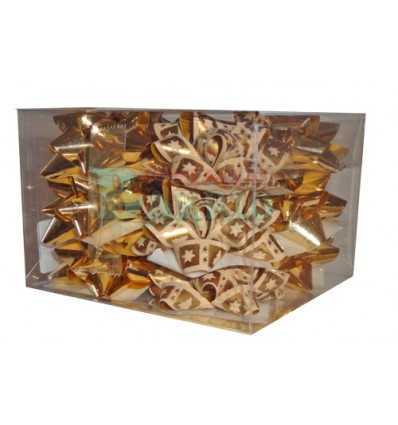 Caja 12 moños medianas  oro