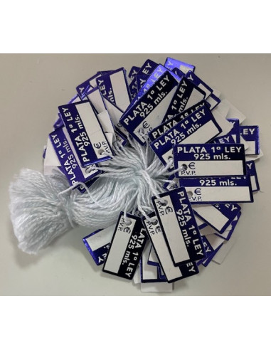 Etiquetas colgantes para joyeria " Plata 1ªLey"...