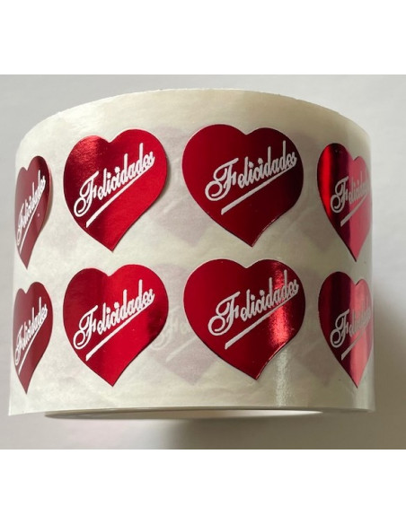 Etiquetas para regalos "Felicidades" Corazón rojo