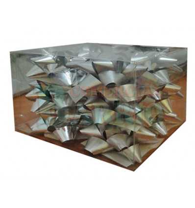 Caja 12 moños medianas color plata