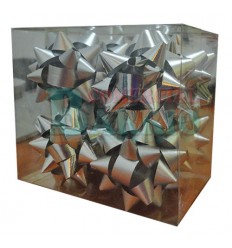 Caja 12 moños medianas color plata 2