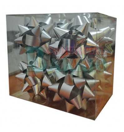 Caja 12 moños medianas color plata