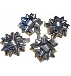 Caja 12 moños medianas color plata