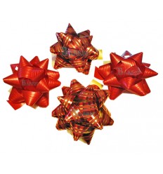 Bolsa de 4 moños rojo y rojo rayado oro