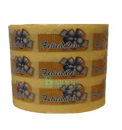 Etiquetas para regalos "Felicidades"  kraft lazo azul