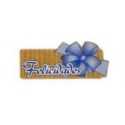 Etiquetas para regalos "Felicidades"  kraft lazo azul