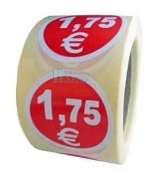 Etiquetas para precios 1,75€ 2