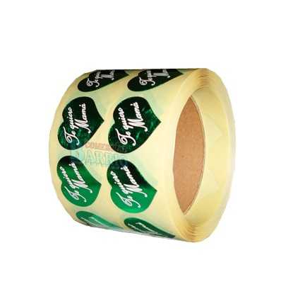 Etiquetas para regalos "Te Quiero Mamá" Corazón verde