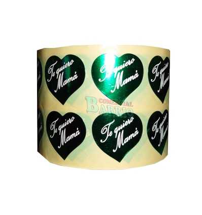 Etiquetas para regalos "Te Quiero Mamá" Corazón verde