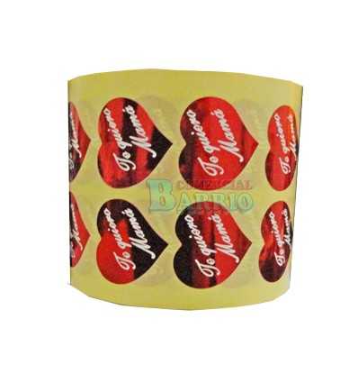 Etiquetas para regalos  "Te quiero Mama" Corazón Rojo