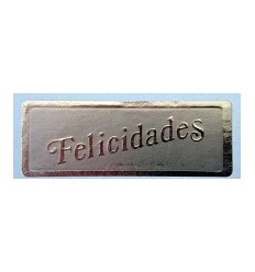 Etiquetas para regalos "Felicidades" plata mas tinta plata