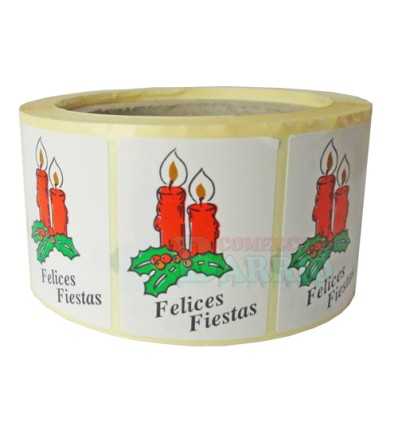 Etiquetas para regalos de navidad "Fiestas Felices" 2 Velas