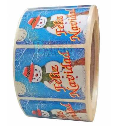 Etiquetas Navidad "Feliz Navidad" Muñeco nieve