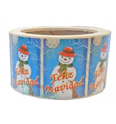 Etiquetas Navidad "Feliz Navidad" Muñeco nieve