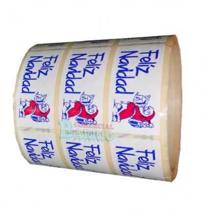 Etiquetas navidad "Feliz Navidad" Papá Noel azul