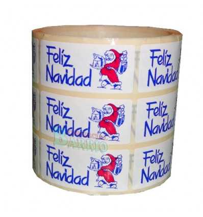 Etiquetas navidad "Feliz Navidad" Papá Noel azul