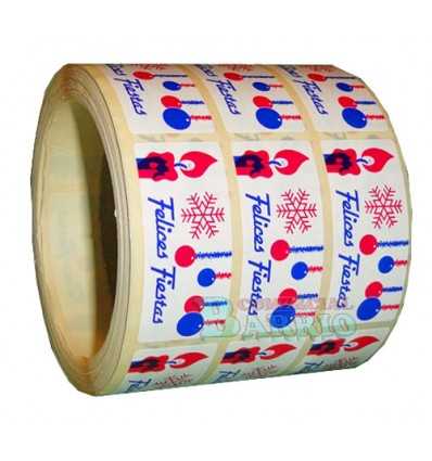 Etiquetas navidad "Felices Fiestas" Vela y Bola 