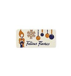 Etiquetas Navidad  "Felices Fiestas" Vela y Bola oro