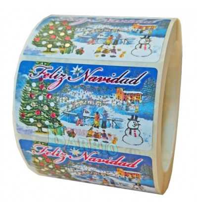 Etiquetas Navidad "Feliz Navidad" Pista nevada