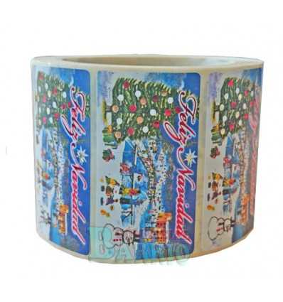 Etiquetas Navidad "Feliz Navidad" Pista nevada