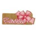 Etiquetas para regalos  "Felicidades" lazo rosa