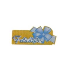 Etiquetas para regalos  "Felicidades" lazo azul