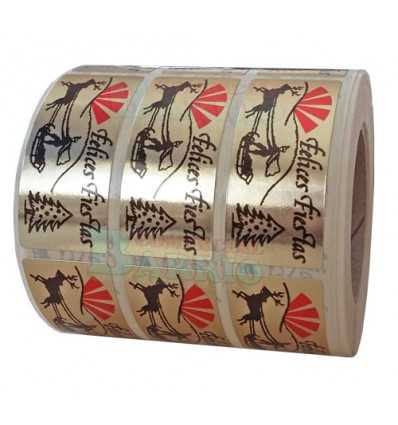 Etiquetas Navidad "Felices Fiestas" trineo