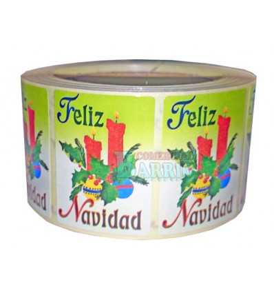 Etiquetas Navidad "Feliz Navidad" centro de  Dos Velas dibujadas