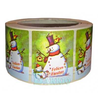 Etiquetas Navidad "Felices Fiestas" munecos de nieve