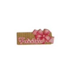 Etiquetas para regalos "Felicidades" lazo rosa 