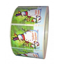 Etiquetas Navidad "Felices Fiestas" munecos de nieve 2