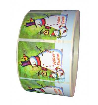 Etiquetas Navidad "Felices Fiestas" munecos de nieve