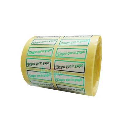 Etiquetas para regalos"Deseo que te guste" pelicula verde