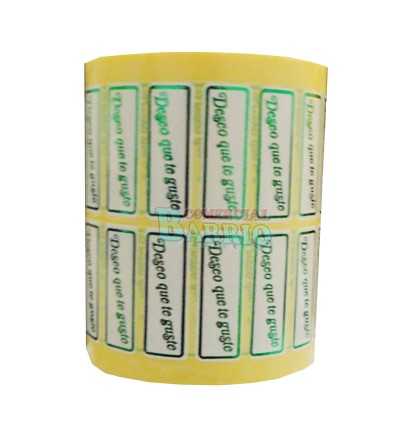 Etiquetas para regalos"Deseo que te guste" pelicula verde