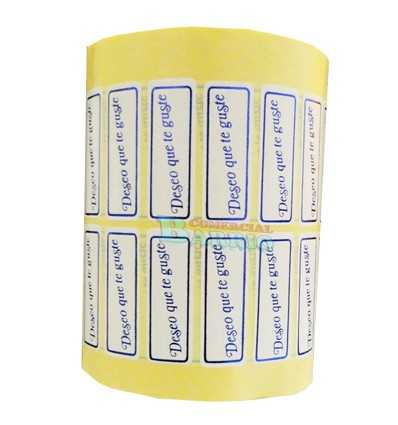 Etiquetas adhesivas para regalos "Deseo que te guste" lisa en azul