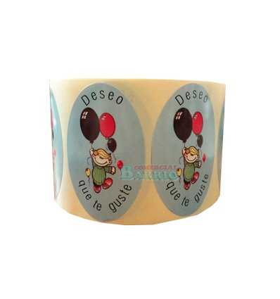 Etiquetas para regalos  "Deseo que te guste" Globos azules