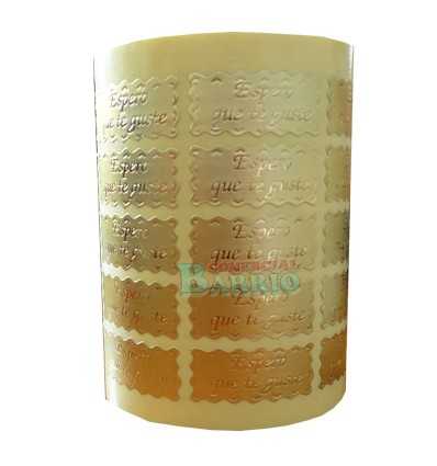 Etiquetas para regalos "Espero que te guste" Ondas oro