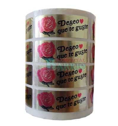 Etiquetas para regalos  "Deseo que te guste" Rosa