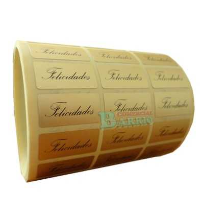 Etiquetas para regalos  "Felicidades" pequeña lisa en oro