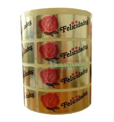 Etiquetas para regalos "Felicidades" Rosa 2